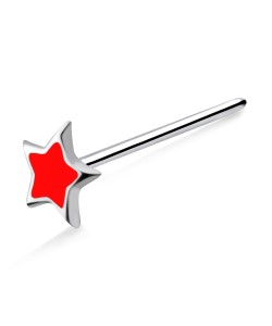 Red Star Silver Straight Nose Stud NSKA-793